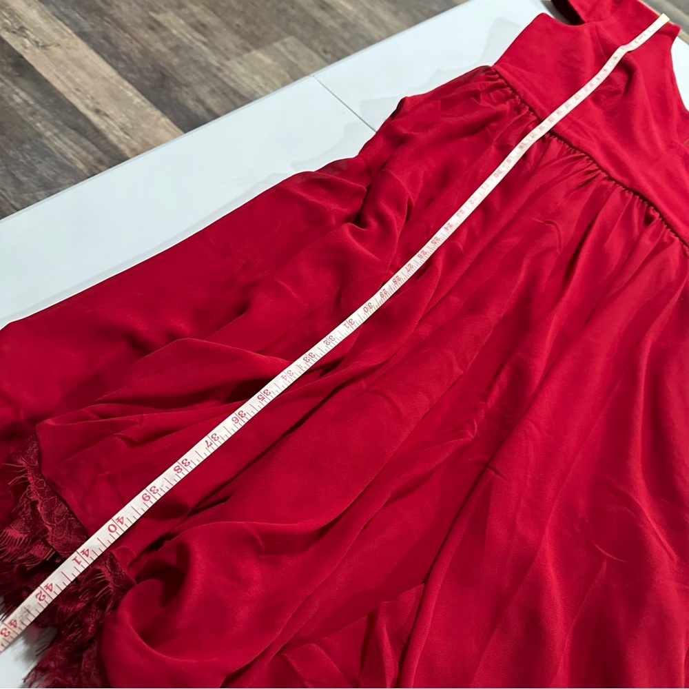 Dress the Population Red V‑Neck Cap Sleeve Midi Dress - Picture 9 of 9
